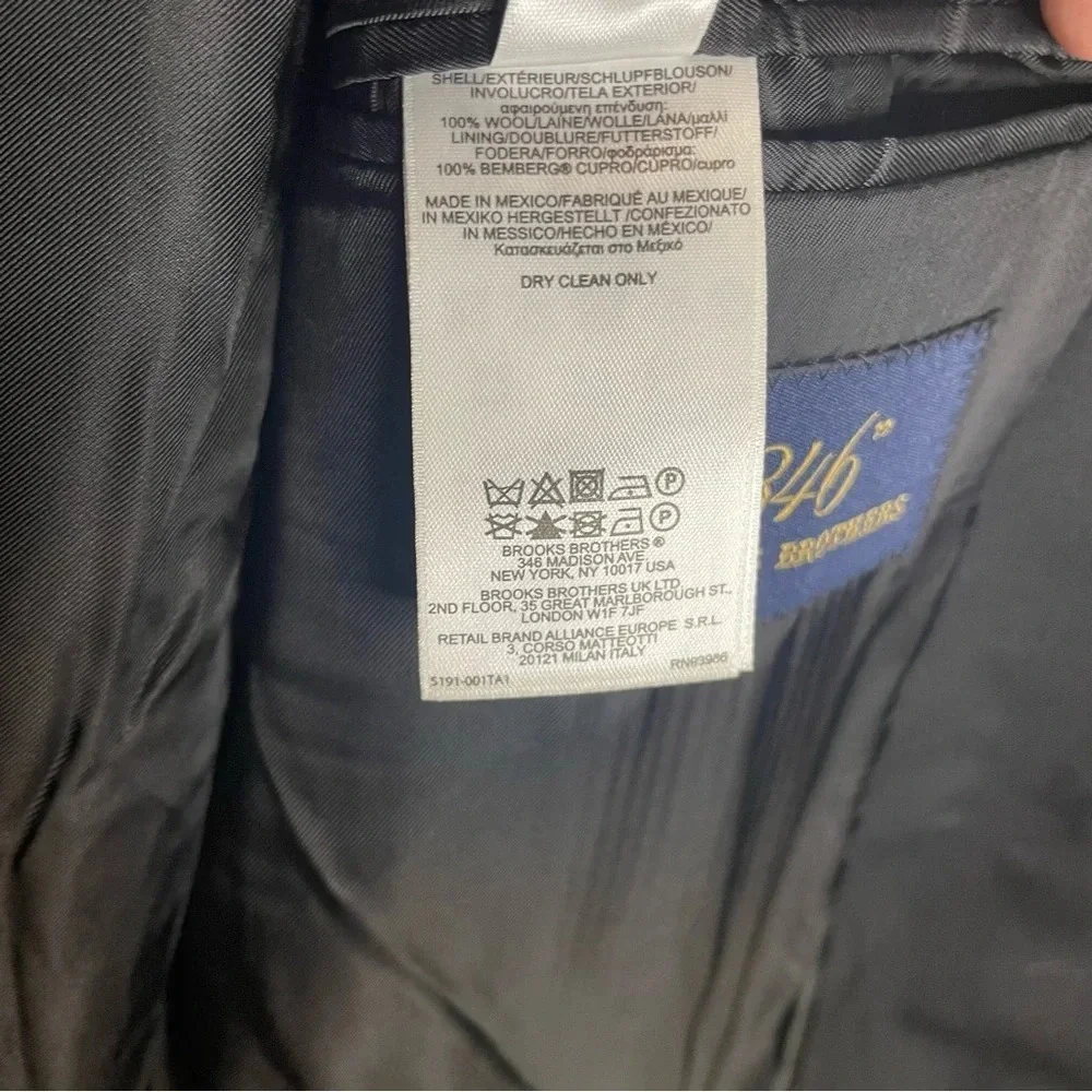Brooks Brothers NWOT “346” 100% Wool Black Sports Coat Blazer